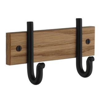 Smedbo B1017 Double Hook Wooden and Wrought Iron Coat Rack from the Profile Rustic Collection